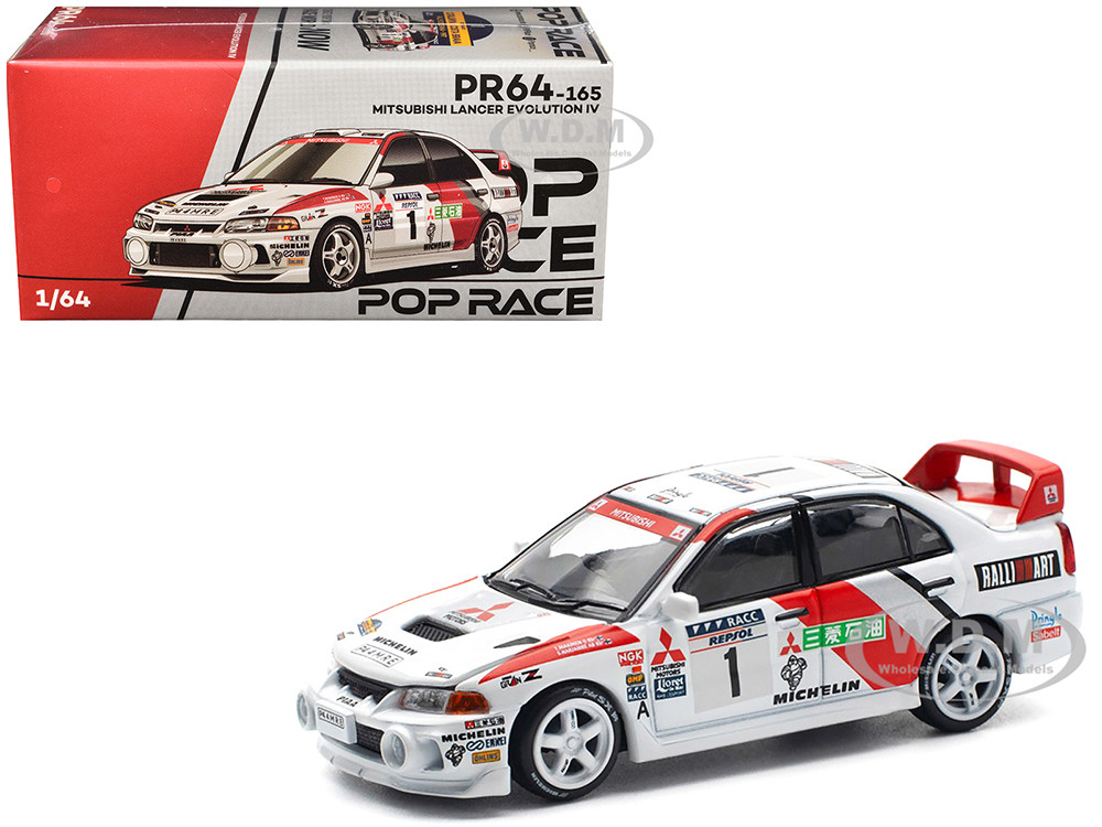 Mitsubishi Lancer Evolution IV RHD (Right Hand Drive) #1 Tommi Makinen - Seppo Harjanne Winner "Rally de Catalunya" (1997) 1/64 Diecast Model Car by Pop Race diecast model