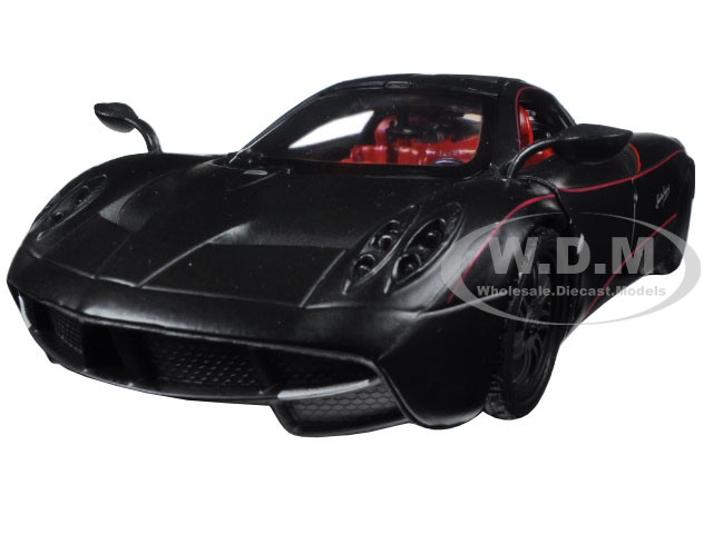 Pagani Huayra Matt Black with Red Interior 1/24 Diecast Model Car by Motormax diecast model