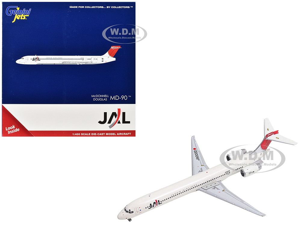 McDonnell Douglas MD-90 Commercial Aircraft "Japan Airines" (JA002D) White with Red Tail 1/400 Diecast Model Airplane by GeminiJets diecast model