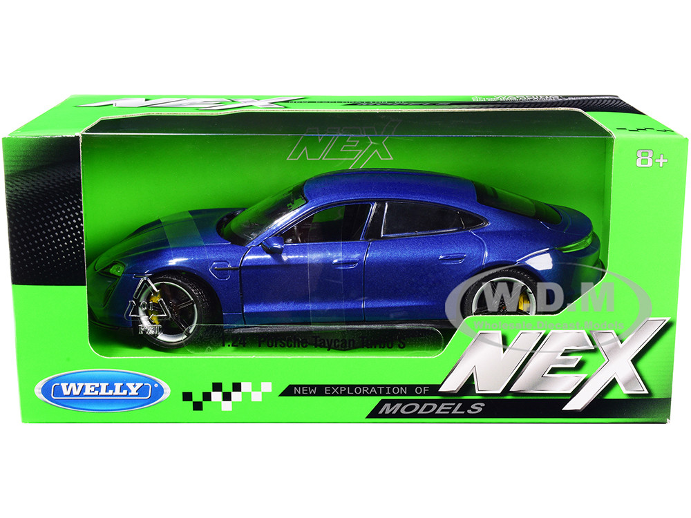 Porsche Taycan Turbo S Blue Metallic "NEX Models" 1/24 Diecast Model Car by Welly diecast model