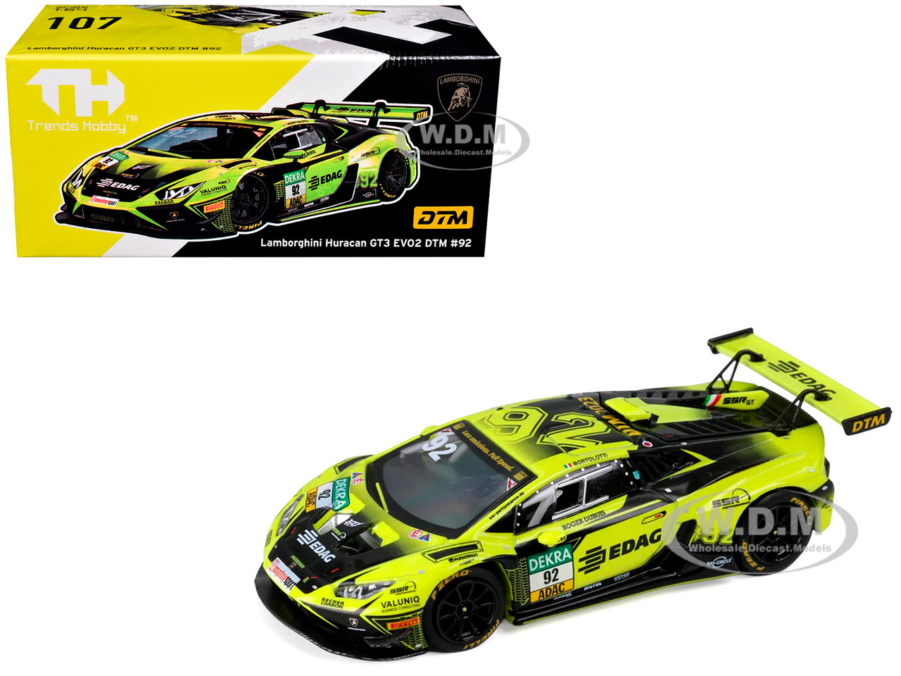 Lamborghini Huracan GT3 Evo 2 #92 Mirko Bortolotti "SSR Performance" "DTM" (2023) 1/64 Diecast Model Car by Trends Hobby diecast model
