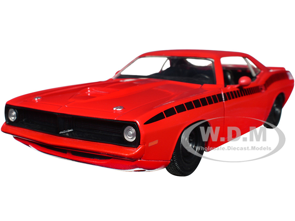 1973 Plymouth Barracuda Red with Black Stripes "Bigtime Muscle" Series 1/24 Diecast Model Car by Jada diecast model