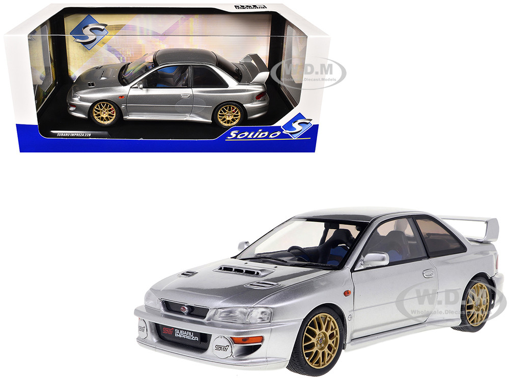1998 Subaru Impreza 22B RHD (Right Hand Drive) Silver Metallic with Gold Wheels 1/18 Diecast Model Car by Solido diecast model