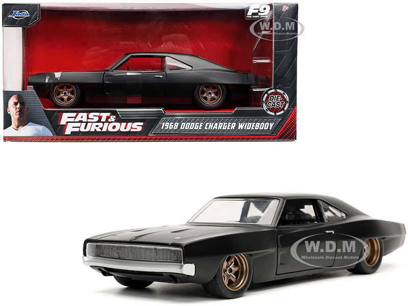 Dom's 1968 Dodge Charger Widebody Matt Black "Fast & Furious 9 F9" (2021) Movie 1/24 Diecast Model Car by Jada diecast model