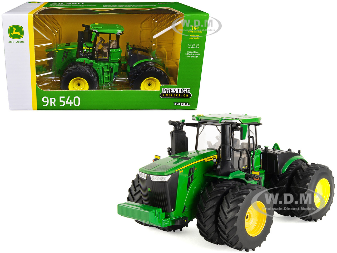 John Deere 9R 540 Tractor with Dual Wheels Green "Prestige Collection" 1/32 Diecast Model by ERTL TOMY diecast model