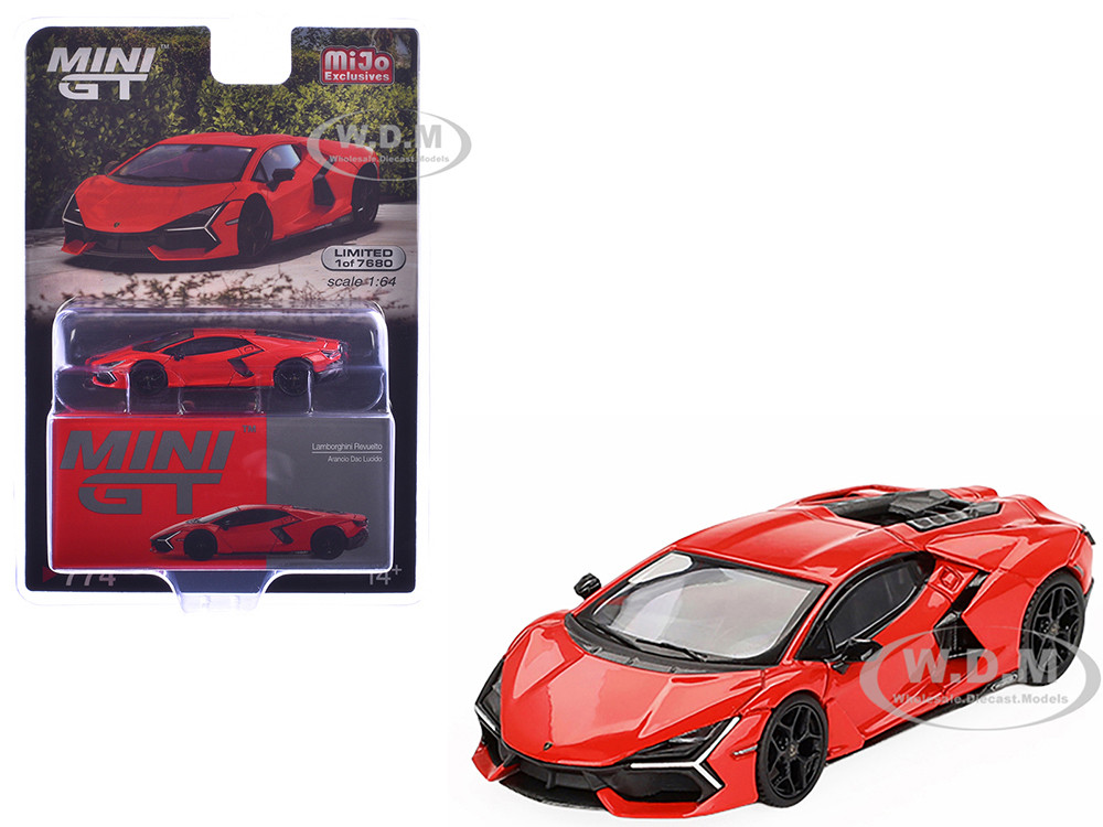 Lamborghini Revuelto Arancio Dac Lucido Orange Limited Edition to 7680 pieces Worldwide 1/64 Diecast Model Car by Mini GT diecast model