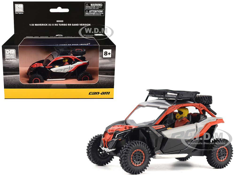 Can-Am Maverick X3 X RS Turbo RR Sand Version Chalk Gray and Magma Red with Driver Figure 1/32 Diecast Model by BRP Models diecast model