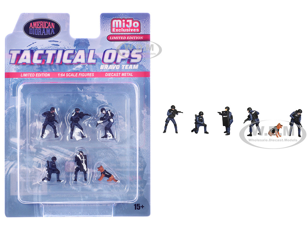 "Tactical Ops Bravo Team" 6 piece Diecast Figure Set (6 Figures) Limited Edition for 1/64 Scale Models by American Diorama diecast model