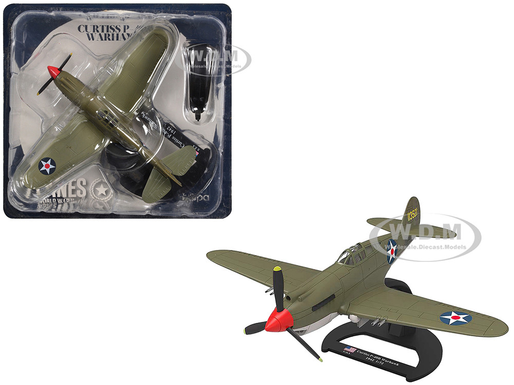 Curtiss P-40B Warhawk Aircraft "Hawaii" (1945) United States Army Air Forces "Planes of World War II" Series 1/72 Diecast Model Airplane by Luppa diecast model