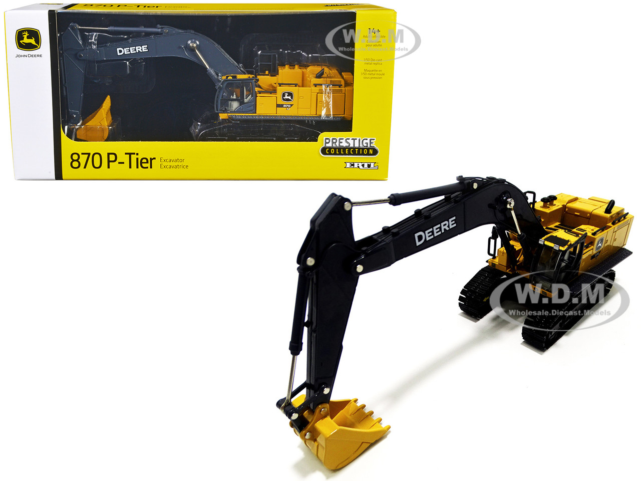 John Deere 870 P-Tier Excavator Yellow and Gray "Prestige Collection" 1/50 Diecast Model by ERTL TOMY diecast model