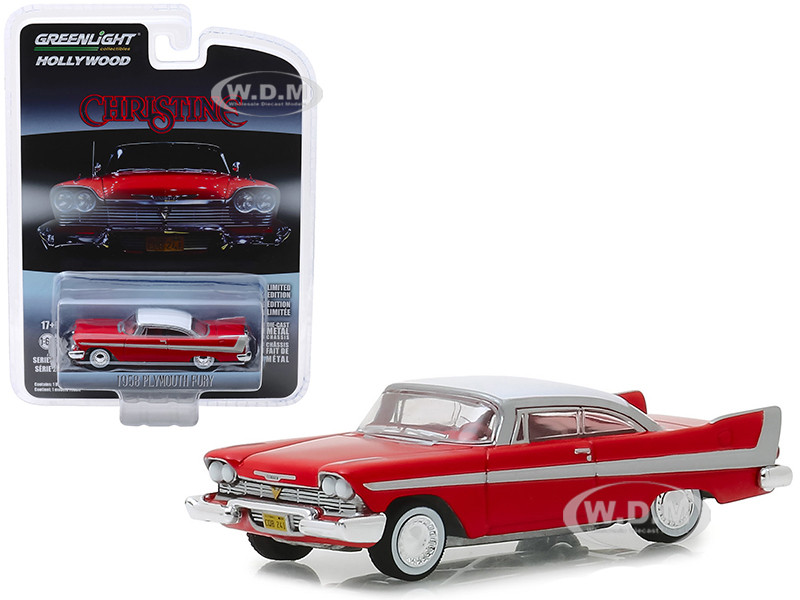 1958 Plymouth Fury Red with White Top "Christine" (1983) Movie "Hollywood Series" Release 23 1/64 Diecast Model Car by Greenlight diecast model