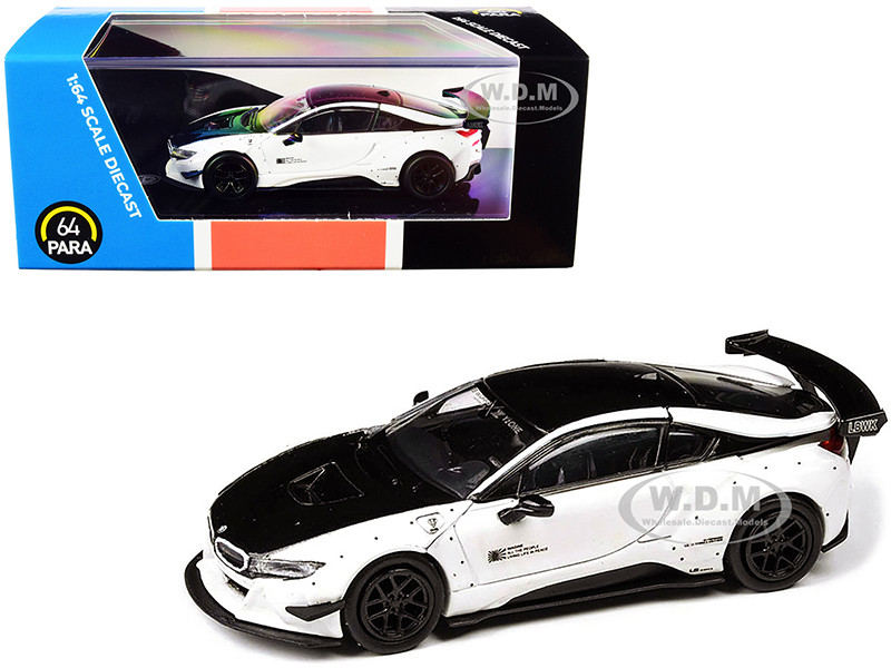 BMW i8 Liberty Walk White and Black 1/64 Diecast Model Car by Paragon Models diecast model