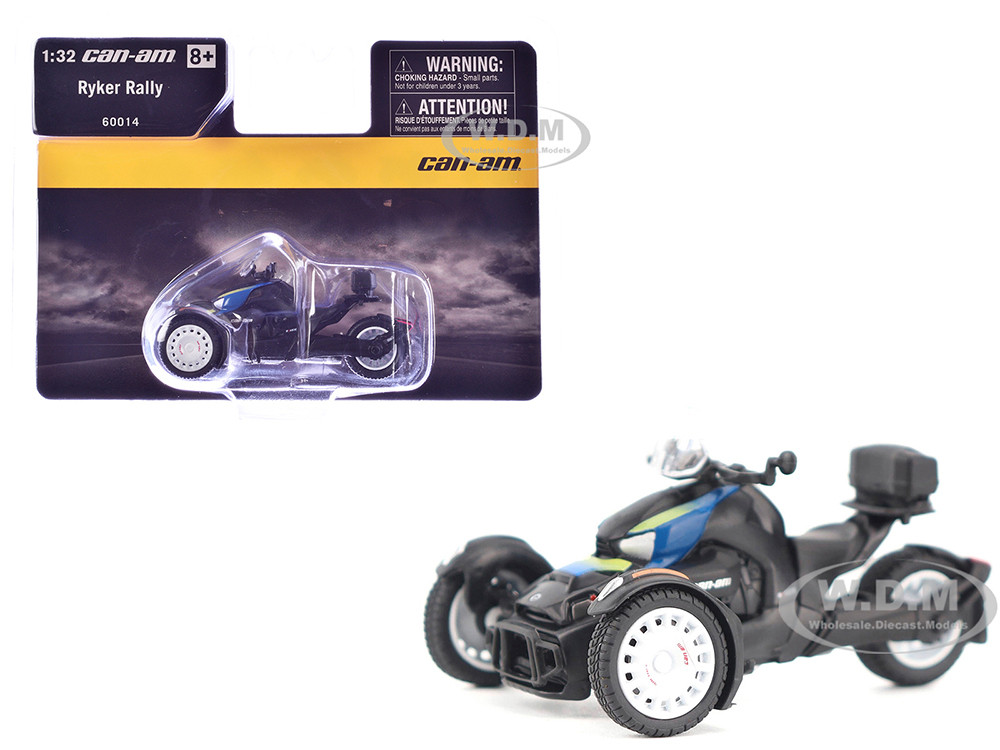 Can-Am Ryker Rally 3-Wheel Motorcycle Galactic Blue and Black 1/32 Diecast Model by BRP Models diecast model