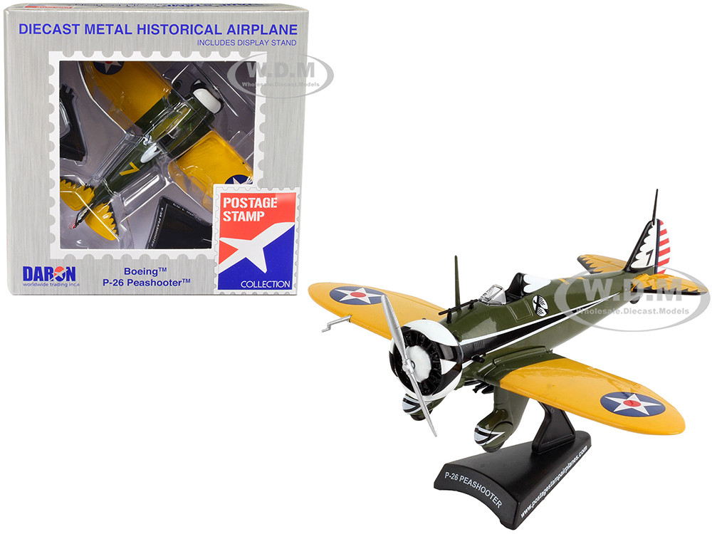 Boeing P-26 "Peashooter" Fighter Aircraft United States Army Air Corps 1/63 Diecast Model Airplane by Postage Stamp diecast model
