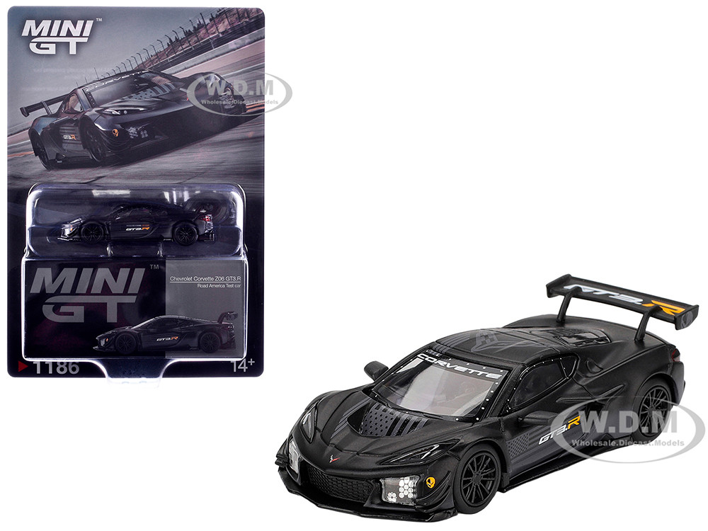 Chevrolet Corvette Z06 GT3.R "Road America Test Car" Black with Graphics Limited Edition 1/64 Diecast Model Car by Mini GT diecast model