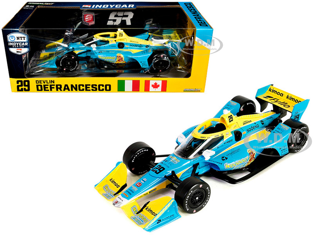 Dallara IndyCar #29 Devlin DeFrancesco "WOOOOO Energy" Andretti Steinbrenner Autosport (Road Course Configuration) "NTT IndyCar Series" (2023) 1/18 Diecast Model Car by Greenlight diecast model
