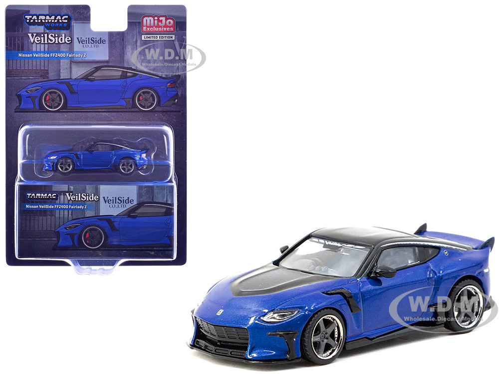 Nissan VeilSide FFZ400 Fairlady Z RHD (Right Hand Drive) Blue Metallic with Black Top "Global64" Series 1/64 Diecast Model by Tarmac Works diecast model