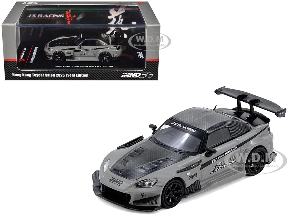 Honda S2000 RHD (Right Hand Drive) "J's Racing" Gray with Carbon Hood and Top "Hong Kong Toycar Salon 2025 Event Edition" 1/64 Diecast Model Car by Inno Models diecast model