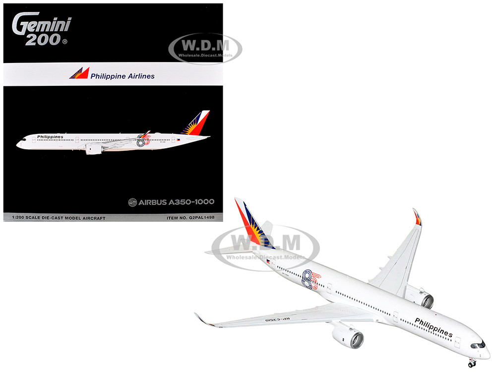Airbus A350-1000 Commercial Aircraft "Philippine Airlines" (RP-C3510) White with Tail Graphics "Gemini 200" Series 1/200 Diecast Model Airplane by GeminiJets diecast model