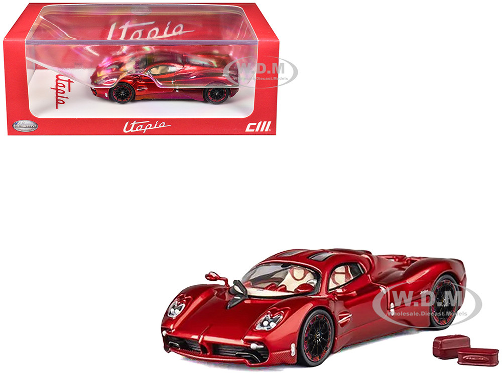 Pagani Utopia Red Metallic with Red Carbon Top 1/64 Diecast Model Car by CM Model diecast model
