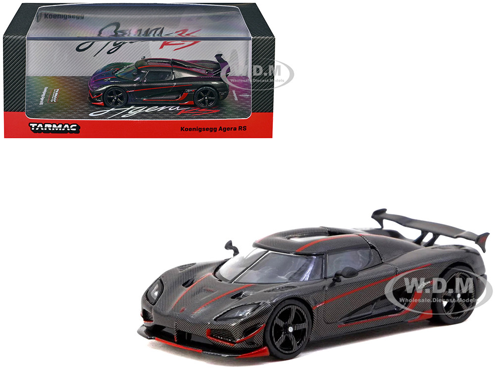 Koenigsegg Agera RS Black Carbon with Red Accents "Global64" Series 1/64 Diecast Model by Tarmac Works diecast model