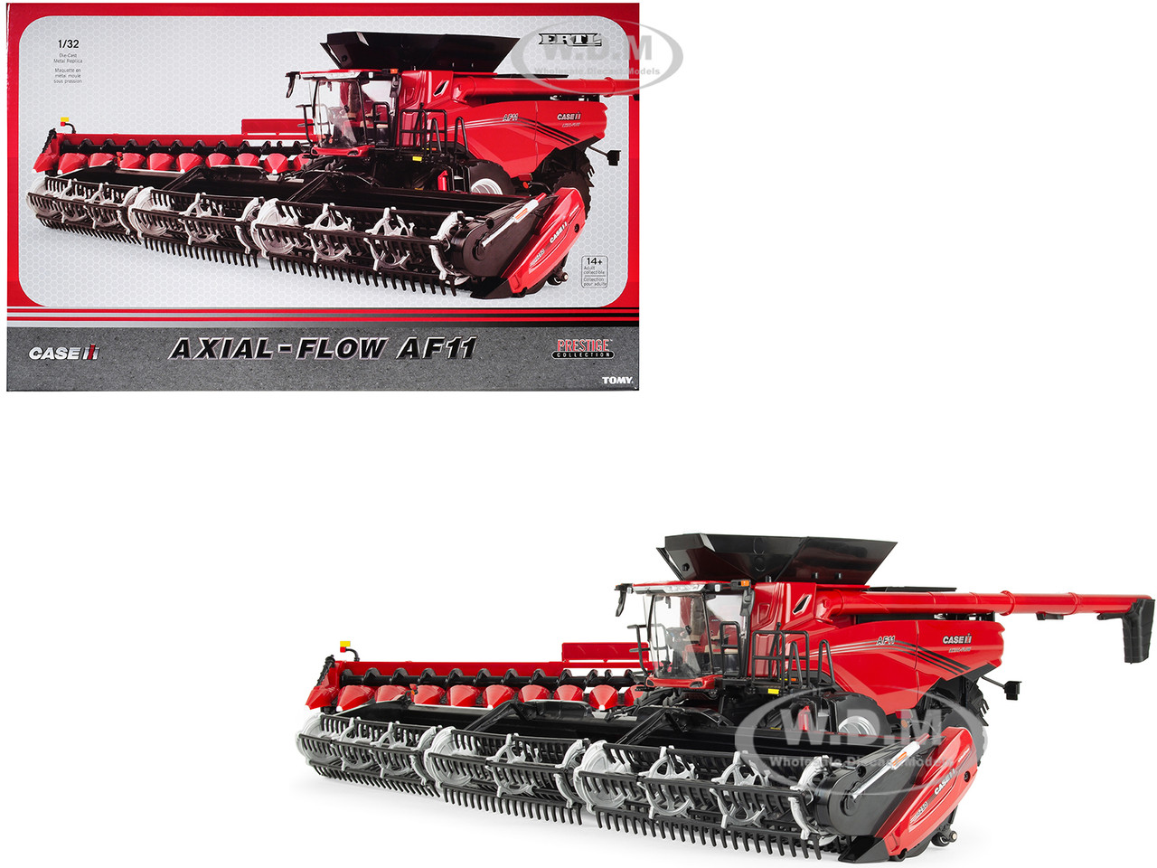Case IH Axial-Flow AF11 Combine with 12-Row Corn Head and Draper Grain Head Red "Prestige Collection" Series 1/32 Diecast Model by ERTL TOMY diecast model