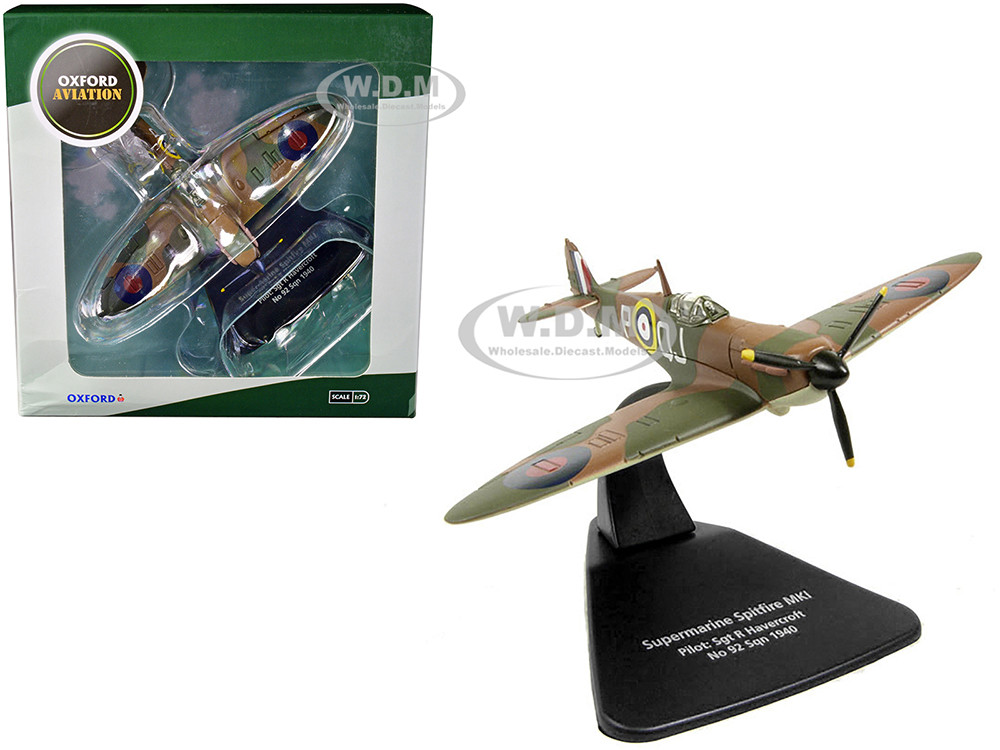 Supermarine Spitfire MK1 SGT R. Havercroft No 92 Sqn 1940 1/72 Diecast Model Airplane by Oxford Diecast diecast model