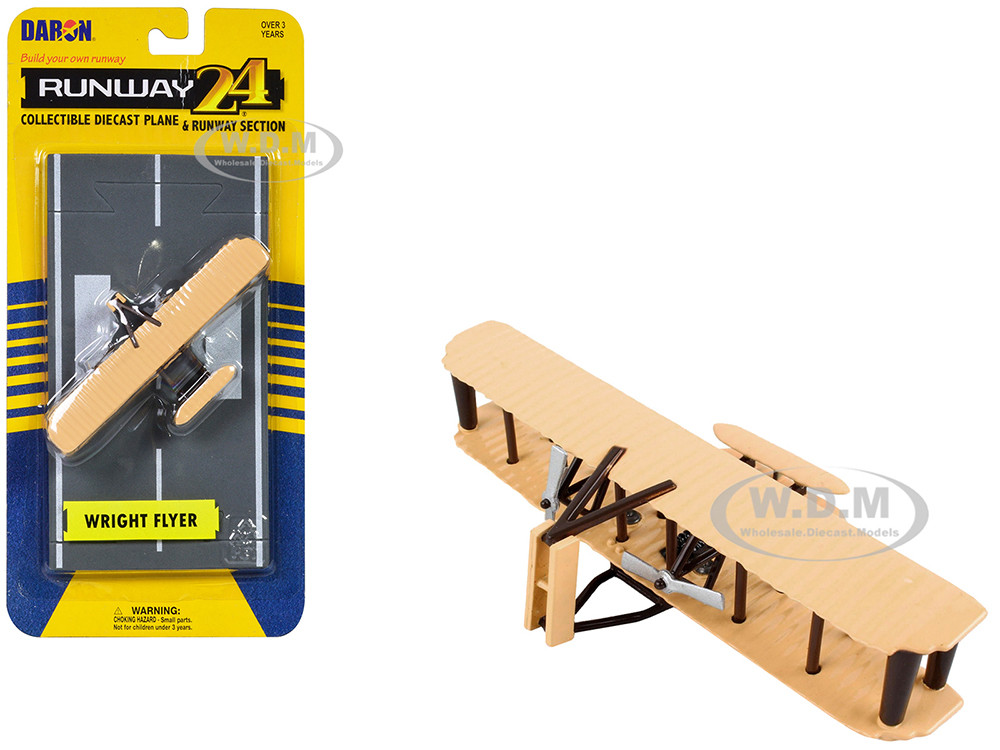 Wright Flyer Biplane Aircraft Beige with Runway Section Diecast Model Airplane by Runway24 diecast model