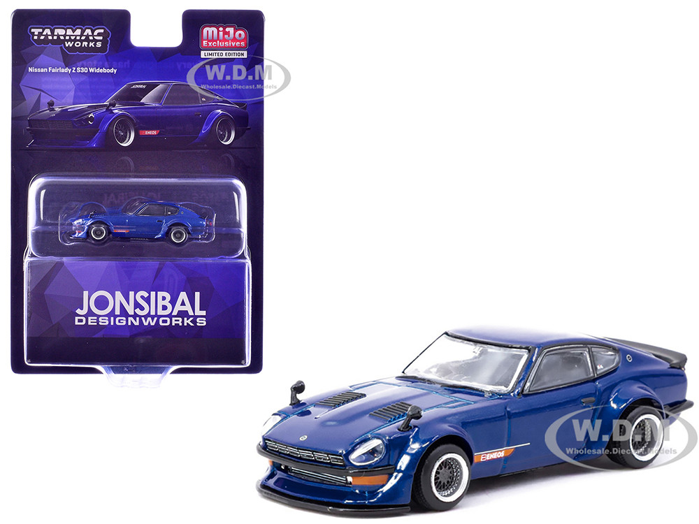Nissan Fairlady Z S30 Widebody RHD (Right Hand Drive) "Designed by Jon Sibal" Blue Metallic "Global64" Series 1/64 Diecast Model Car by Tarmac Works diecast model