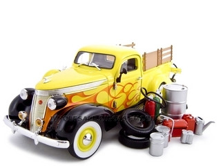 1937 Studebaker Pickup Yellow With Accessories 1/24 Diecast Car by Unique Replicas diecast model