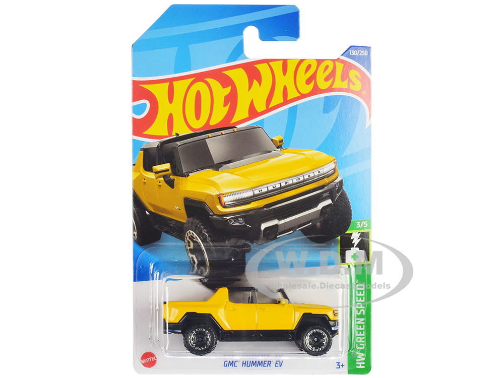 GMC Hummer EV Pickup Truck Yellow with Open Top "HW Green Speed" Series Diecast Model Car by Hot Wheels diecast model
