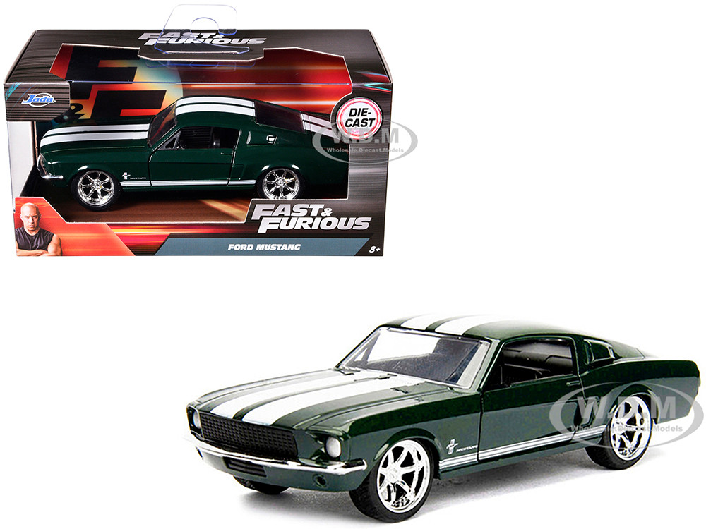 Sean's Ford Mustang Dark Green with White Stripes "Fast & Furious" Movie 1/32 Diecast Model Car by Jada diecast model