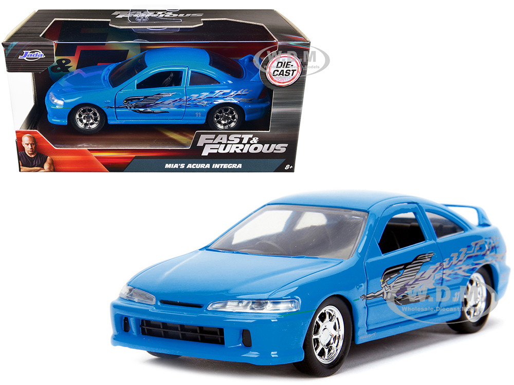 Mia's Acura Integra Light Blue with Graphics "Fast & Furious" Movie 1/32 Diecast Model Car by Jada diecast model