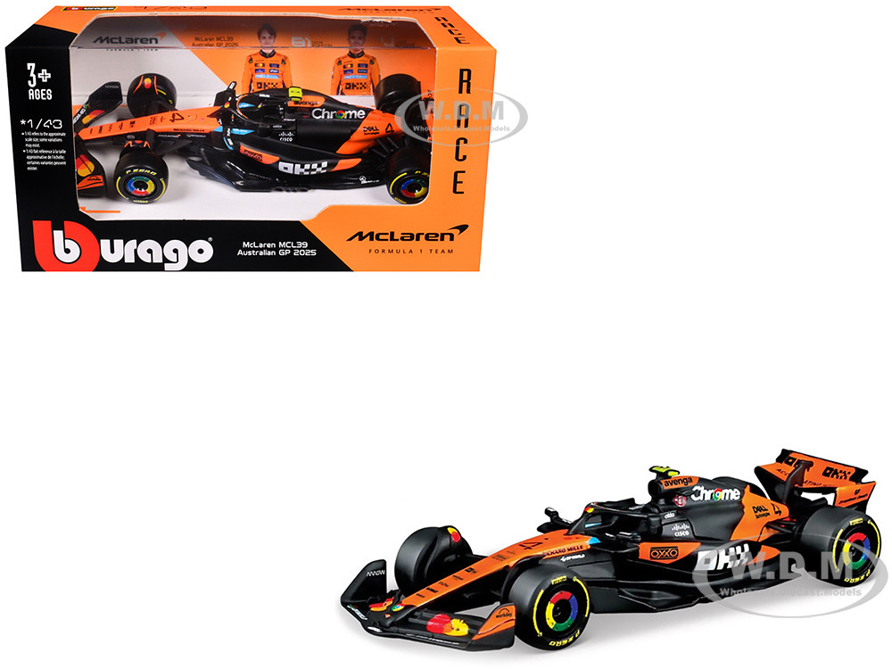 McLaren MCL39 #4 Lando Norris "OKX" Winner Formula One F1 "Australian GP" (2025) "Race" Series 1/43 Diecast Model Car by Bburago diecast model