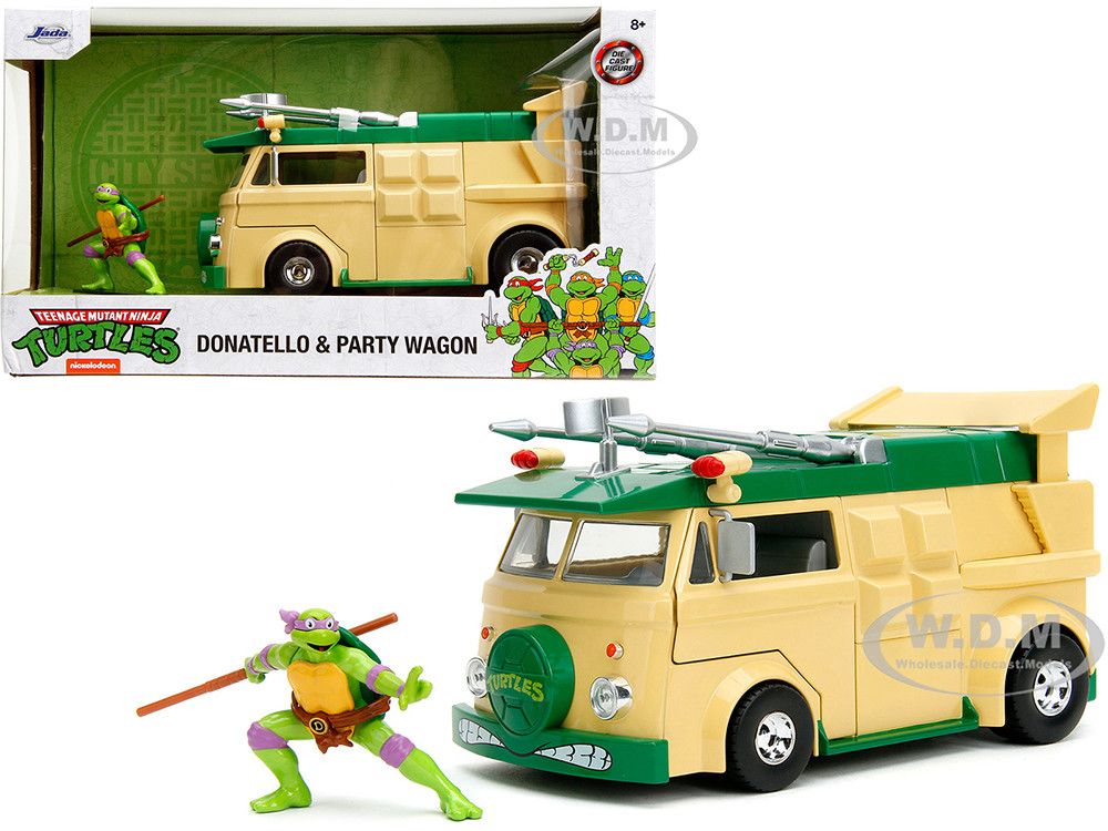 Party Wagon Green and Beige and Donatello Diecast Figure "Teenage Mutant Ninja Turtles" "Hollywood Rides" Series Diecast Model by Jada diecast model