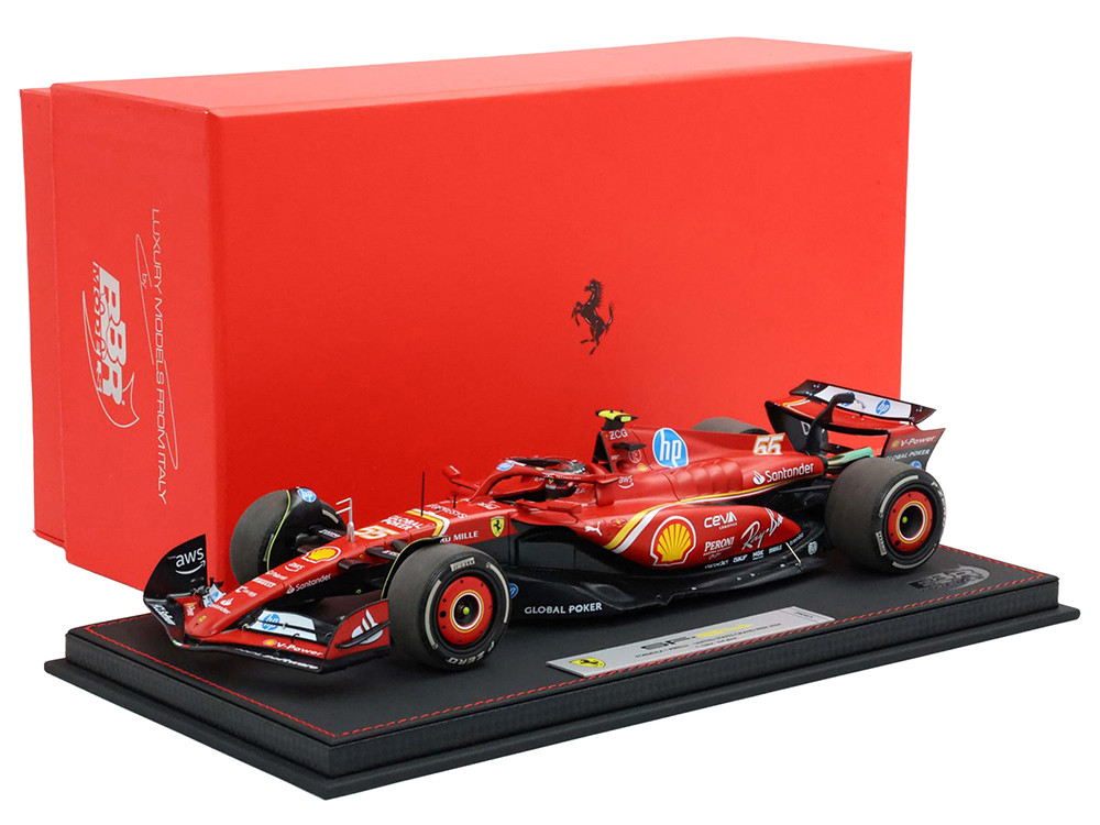 Ferrari SF-24 #55 Carlos Sainz Jr. 2nd Place Formula One F1 "United States GP" (2024) Limited Edition to 20 pieces Worldwide 1/18 Diecast Model Car by BBR diecast model