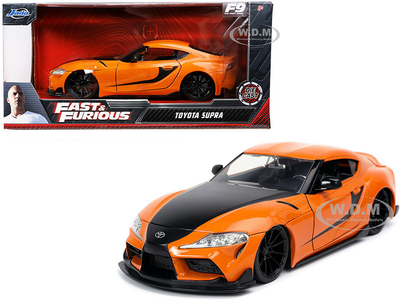 Toyota Supra Orange with Black Stripes "Fast & Furious 9 F9" (2021) Movie 1/24 Diecast Model Car by Jada diecast model