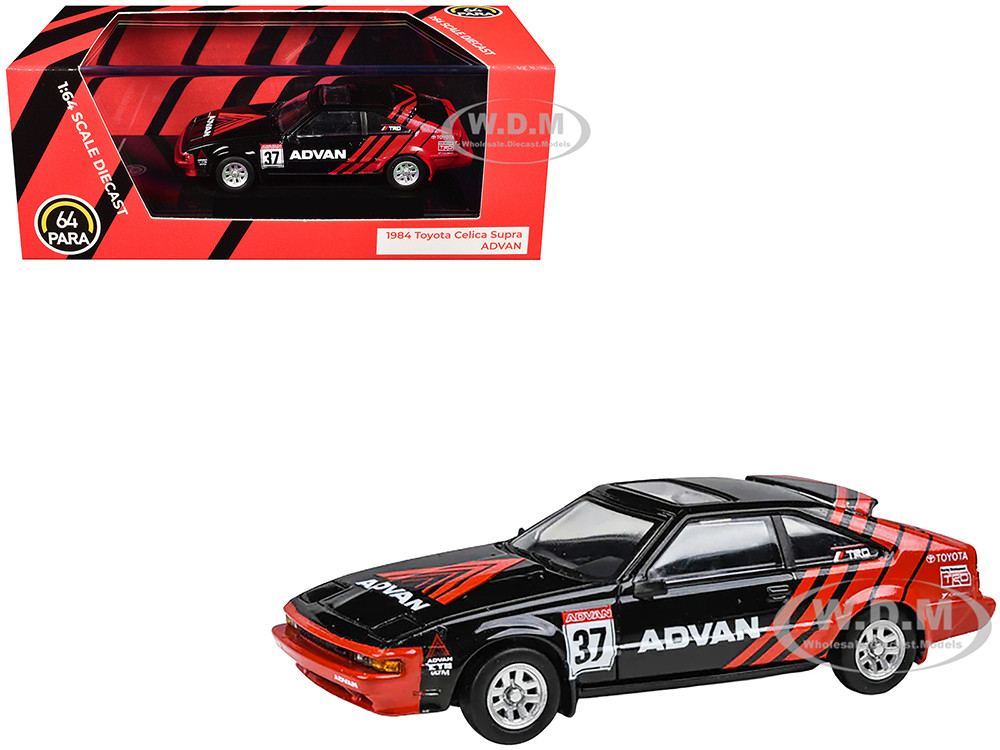 1984 Toyota Celica Supra #37 "ADVAN" Black and Red 1/64 Diecast Model Car by Paragon Models diecast model