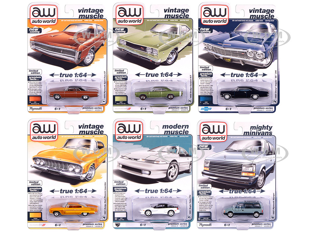 Auto World Premium 2025 Release 2 Set A of 6 pieces 1/64 Diecast Model Cars by Auto World diecast model