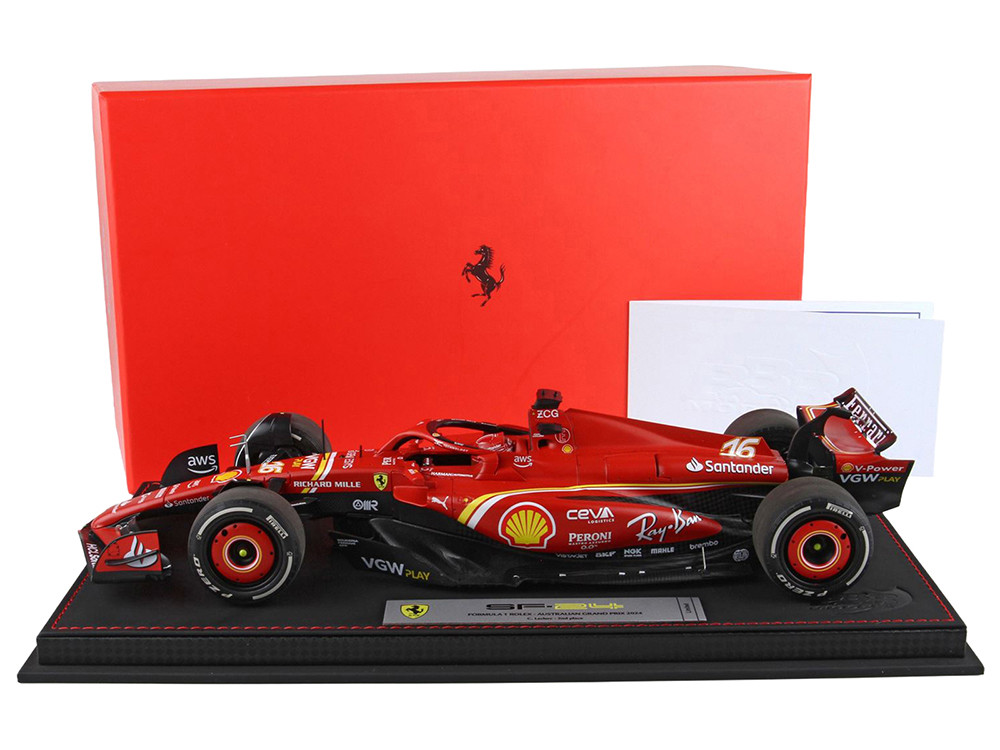 Ferrari SF-24 #16 Charles Leclerc 2nd Place Formula One F1 "Australian GP" (2024) Limited Edition to 140 pieces Worldwide 1/18 Diecast Model Car by BBR diecast model