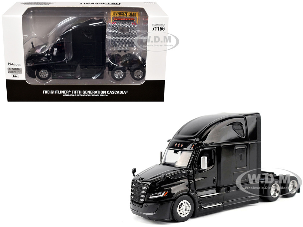 2025 Freightliner Cascadia Gen-5 Sleeper Cab Truck Tractor Night-Shift Black "Transport Series" 1/64 Diecast Model by Diecast Masters diecast model