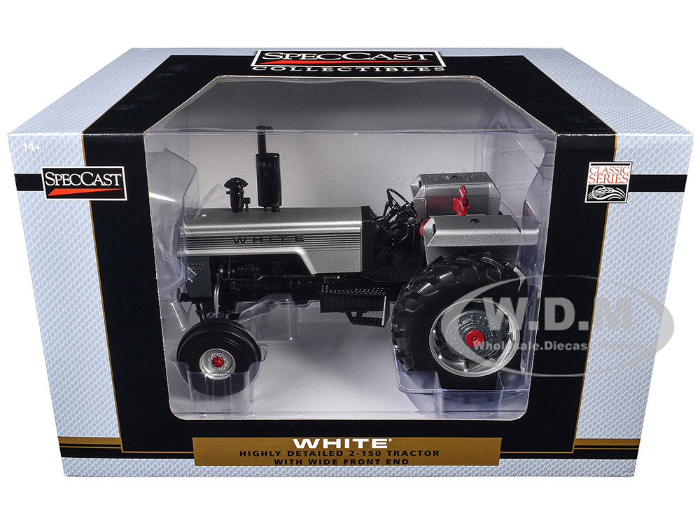 White 2-150 Open Station Wide Front Tractor Silver Metallic "Classic Series" 1/16 Diecast Model by SpecCast diecast model
