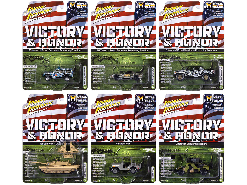 "Military" Set A of 6 pieces 2025 Release 2 Limited Edition Diecast Models by Johnny Lightning diecast model