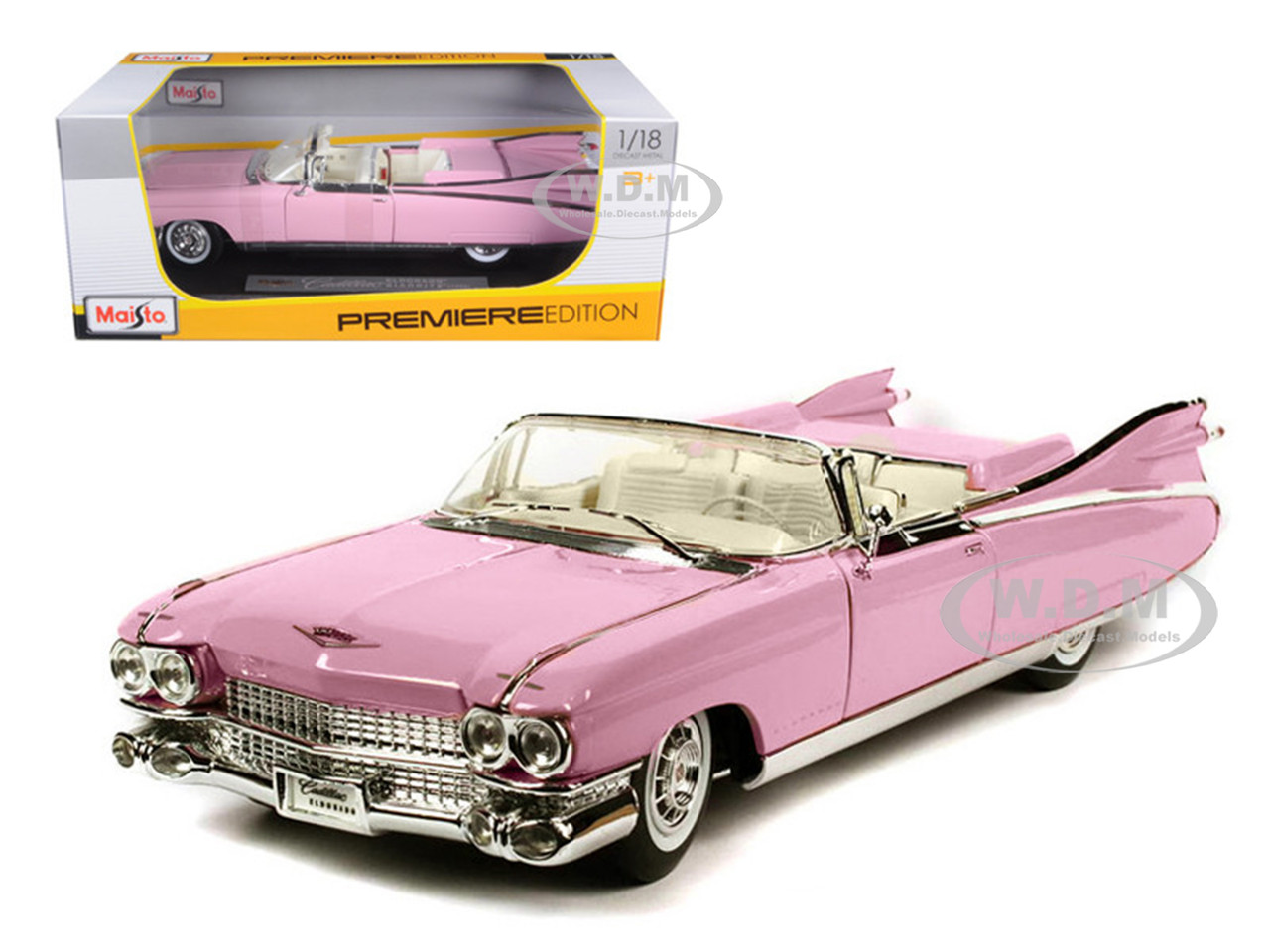 1959 Cadillac Eldorado Biarritz Convertible Pink 1/18 Diecast Model Car by Maisto diecast model