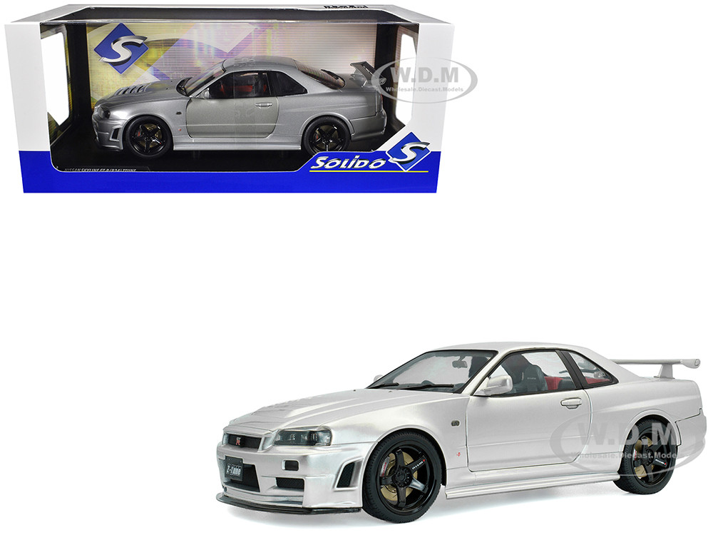 1999 Nissan Skyline GT-R (R34) Z-Tune RHD (Right Hand Drive) Silver Metallic 1/18 Diecast Model Car by Solido diecast model