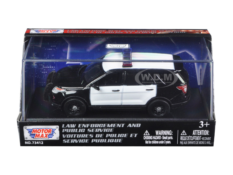 2015 Ford Police Interceptor Utility Plain Black and White 1/43 Diecast Model Car by Motormax diecast model