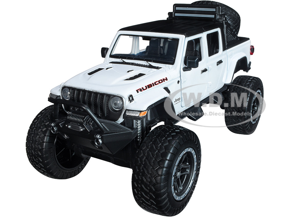 2021 Jeep Gladiator Rubicon Off-Road Pickup Truck White with Black Top "Off Road" Series 1/27 Diecast Model Car by Motormax diecast model