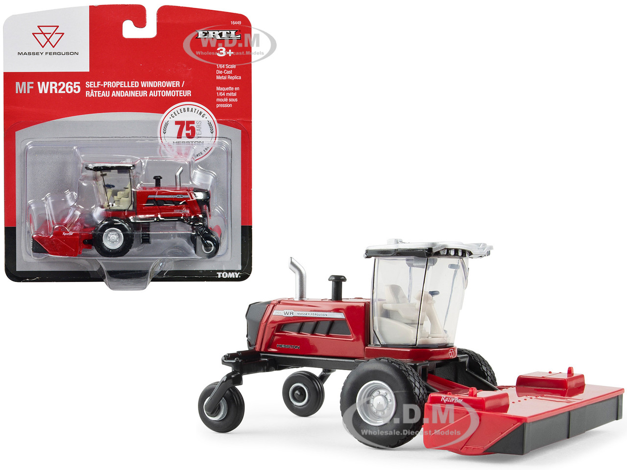 Massey Ferguson WR265 Self-Propelled Windrower Red with Silver Top "75 Years of Hesston" 1/64 Diecast Model by ERTL TOMY diecast model