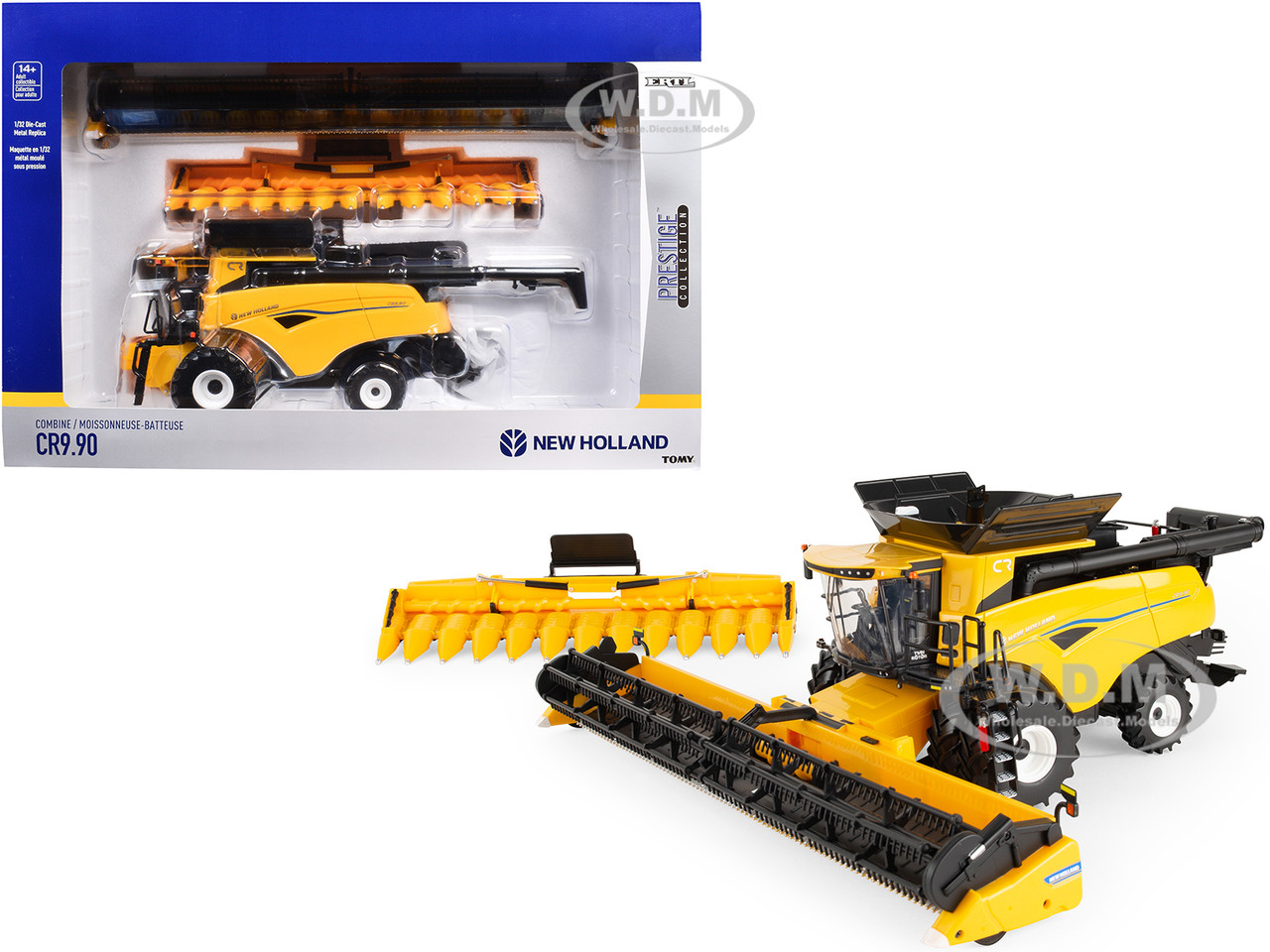 New Holland CR9.90 Combine Yellow with Corn Head and Draper Head "Prestige Collection" 1/32 Diecast Model by ERTL TOMY diecast model