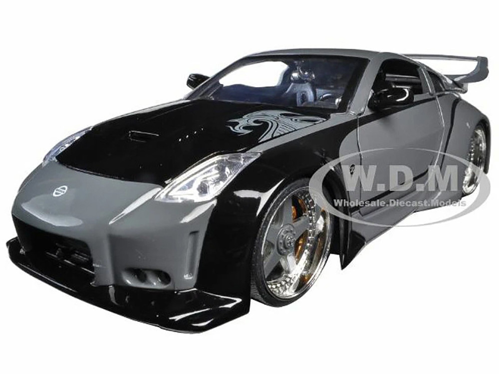 D.K.'s Nissan 350Z Gray and Black with Graphics "Fast & Furious 25th Anniversary" Series 1/24 Diecast Model Car by Jada diecast model